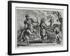 Caricature of Luther, Calvin and Menno Simons Disputing Christ and His Teaching-null-Framed Giclee Print