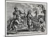 Caricature of Luther, Calvin and Menno Simons Disputing Christ and His Teaching-null-Mounted Giclee Print