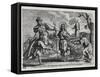 Caricature of Luther, Calvin and Menno Simons Disputing Christ and His Teaching-null-Framed Stretched Canvas