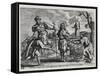 Caricature of Luther, Calvin and Menno Simons Disputing Christ and His Teaching-null-Framed Stretched Canvas