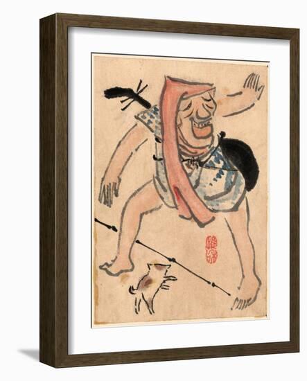 Caricature of Musician or Actor Dancing with a Cat at His Feet Ki-null-Framed Giclee Print