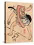 Caricature of Musician or Actor Dancing with a Cat at His Feet Ki-null-Stretched Canvas