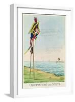 Caricature of Napoleon Standing on Stilts Observing Pitt and England Across the Channel-null-Framed Giclee Print