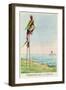 Caricature of Napoleon Standing on Stilts Observing Pitt and England Across the Channel-null-Framed Premium Giclee Print