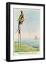 Caricature of Napoleon Standing on Stilts Observing Pitt and England Across the Channel-null-Framed Premium Giclee Print