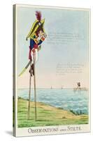 Caricature of Napoleon Standing on Stilts Observing Pitt and England Across the Channel-null-Stretched Canvas