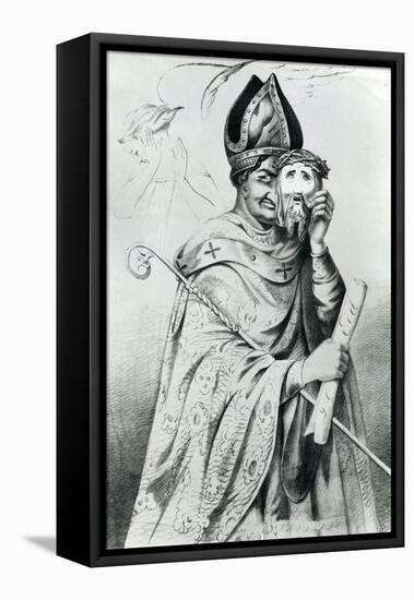 Caricature of Pope Pius IX (1792-1878), 1852-null-Framed Stretched Canvas