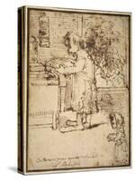 Caricature of the Aldobrandini Theologian, with a Female Dwarf Holding Her Dog-Domenichino-Stretched Canvas