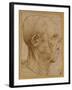 Caricature of the Head of an Old Man, in Profile to the Right, c.1507-Leonardo da Vinci-Framed Giclee Print