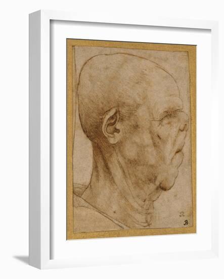 Caricature of the Head of an Old Man, in Profile to the Right, c.1507-Leonardo da Vinci-Framed Giclee Print