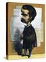 Caricature of Theodore Barriere (Paris, 1823 - Paris, 1877), French Dramatist-null-Stretched Canvas