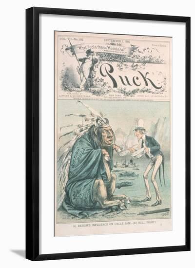 Caricature of Uncle Sam and Sitting Bull-null-Framed Giclee Print