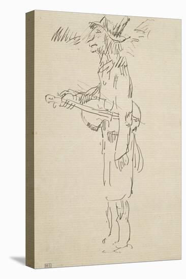 Caricature, violoniste, profil gauche-Pierre Puvis de Chavannes-Stretched Canvas