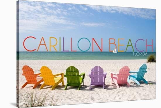 Carillon Beach, Florida - Colorful Beach Chairs-Lantern Press-Stretched Canvas