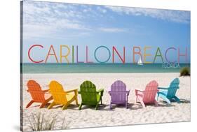 Carillon Beach, Florida - Colorful Beach Chairs-Lantern Press-Stretched Canvas