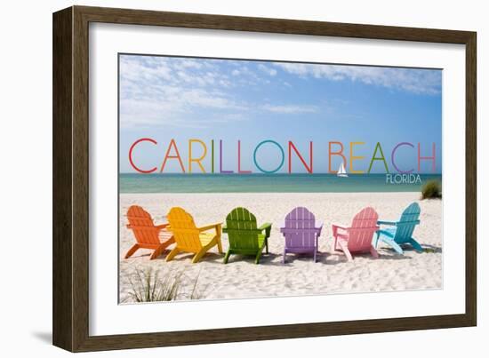 Carillon Beach, Florida - Colorful Beach Chairs-Lantern Press-Framed Art Print