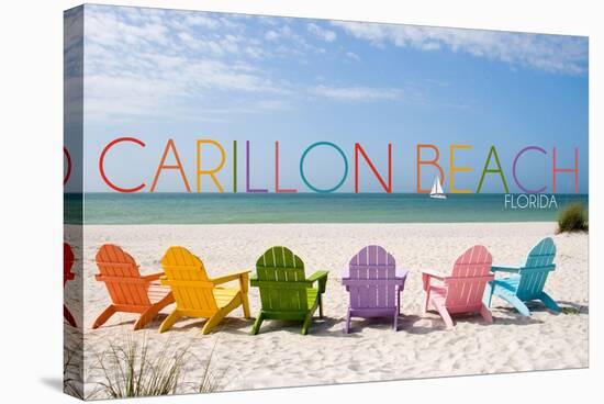 Carillon Beach, Florida - Colorful Beach Chairs-Lantern Press-Stretched Canvas