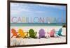 Carillon Beach, Florida - Colorful Beach Chairs-Lantern Press-Framed Art Print