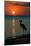 Carillon Beach, Florida - Heron and Sunset-Lantern Press-Mounted Art Print