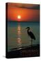 Carillon Beach, Florida - Heron and Sunset-Lantern Press-Stretched Canvas