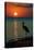 Carillon Beach, Florida - Heron and Sunset-Lantern Press-Stretched Canvas