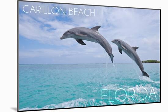 Carillon Beach, Florida - Jumping Dolphins-Lantern Press-Mounted Art Print