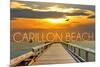 Carillon Beach, Florida - Pier at Sunset-Lantern Press-Mounted Premium Giclee Print