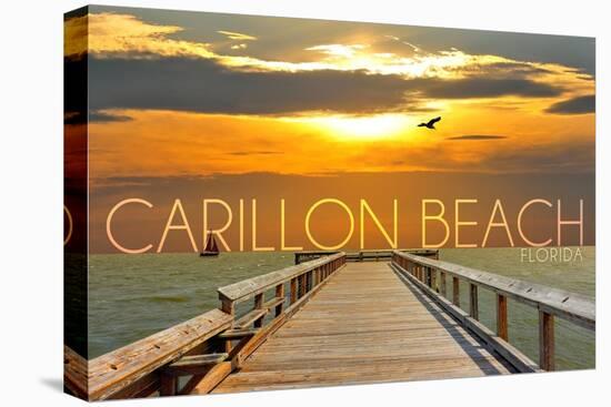 Carillon Beach, Florida - Pier at Sunset-Lantern Press-Stretched Canvas