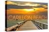 Carillon Beach, Florida - Pier at Sunset-Lantern Press-Stretched Canvas