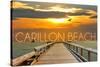 Carillon Beach, Florida - Pier at Sunset-Lantern Press-Stretched Canvas