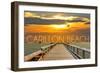 Carillon Beach, Florida - Pier at Sunset-Lantern Press-Framed Art Print