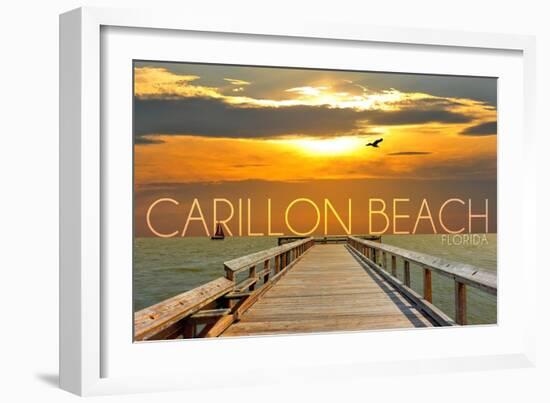 Carillon Beach, Florida - Pier at Sunset-Lantern Press-Framed Art Print
