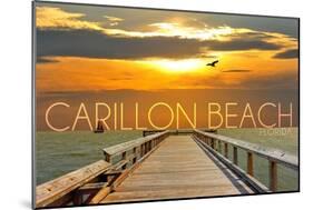Carillon Beach, Florida - Pier at Sunset-Lantern Press-Mounted Art Print
