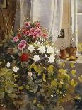Azaleas, Geraniums, Roses and Other Potted Plants by a Window-Carl Christian Carlsen-Framed Stretched Canvas