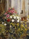 Azaleas, Geraniums, Roses and Other Potted Plants by a Window-Carl Christian Carlsen-Framed Stretched Canvas