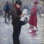 Newspaper salesman, 1918 oil on board-Carl-Edvard Diriks-Giclee Print