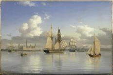 Sailing Vessels off Kronborg Castle, Sweden, 1880-Carl Emil Baagoe-Framed Stretched Canvas