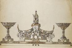 A Drawing of a Silver Table Lamp with a Twisted Fluted Body in Rococo Style-Carl Faberge-Giclee Print