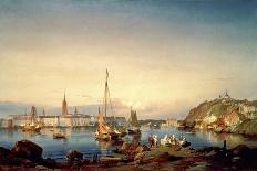 Elsinore Harbour, the Customs House and Kronborg Castle Beyond, 1859-Carl Frederik Sorensen-Laminated Giclee Print