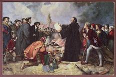 Martin Luther Burning the Papal Bull-Carl Friedrich Lessing-Giclee Print
