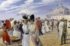 A Stroll at the Seaside, Ostend-Carl Hermann Kuechler-Framed Stretched Canvas