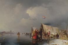 Dutch Encampment on the Ice, 1849 (Oil on Canvas)-Carl Hilgers-Giclee Print