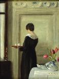 A Woman Seated at a Table by a Window-Carl Holsoe-Giclee Print