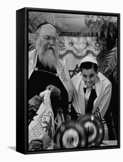 Carl Jay Bodek During Hebrew Ceremony with Rabbi David S. Novoseller-Lisa Larsen-Framed Stretched Canvas