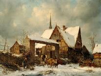 Farmstead in winter-Carl Julius von Leypold-Giclee Print