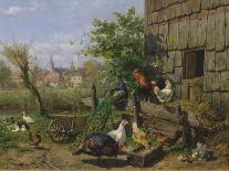 Farmyard Chickens-Carl Jutz-Stretched Canvas