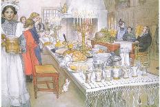 On Christmas Eve, the Huge Long Table in the Big Hall Is Absolutely Covered with the Food-Carl Larsson-Giclee Print