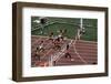 Carl Lewis Crosses the Finishing Line at the Los Angeles Olympics-null-Framed Photographic Print