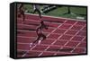 Carl Lewis in the Race-null-Framed Stretched Canvas