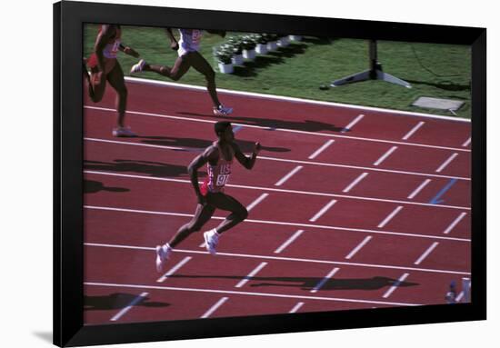 Carl Lewis in the Race-null-Framed Photographic Print